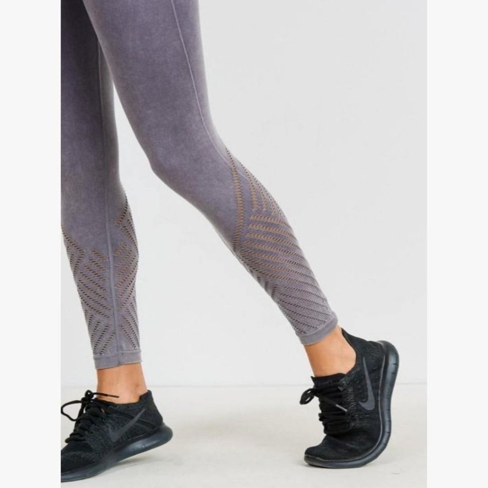 (NWT) High Waisted Mineral Wash Leggings with Mesh Detail